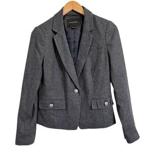 Banana Republic Blue Gray Wool Blend Tweed Blazer Jacket Lined Women’s Size 6